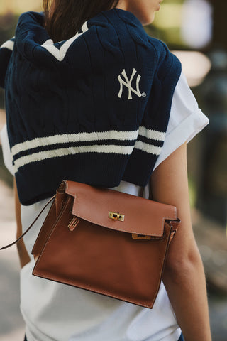 Yankees Serif Cableknit Sweater - Navy/White