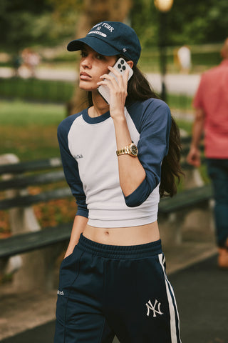 Yankees Serif Baseball Tee - White/Navy