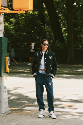 Yankees Serif Varsity Jacket - Forest/White