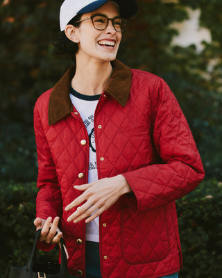 Vendome Quilted Jacket - Ruby/Light Tan