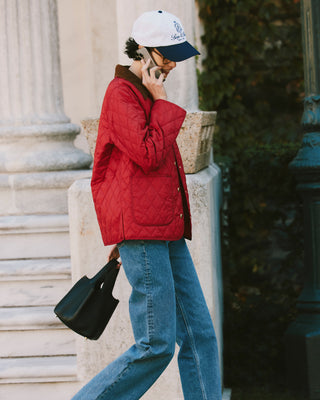 Vendome Quilted Jacket - Ruby/Light Tan