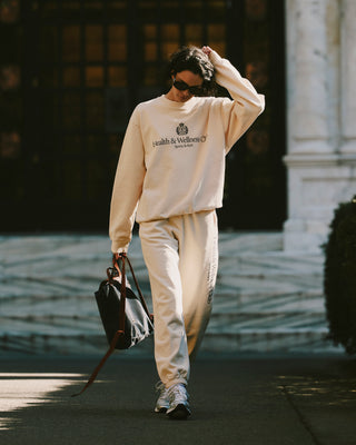 H&W Crest Crewneck - Cream/Navy