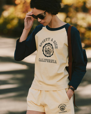 California Emblem Baseball Tee - Almond/Navy