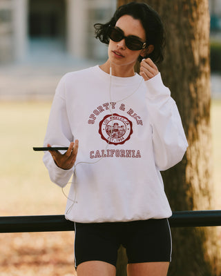 California Emblem Crewneck - White/Ruby