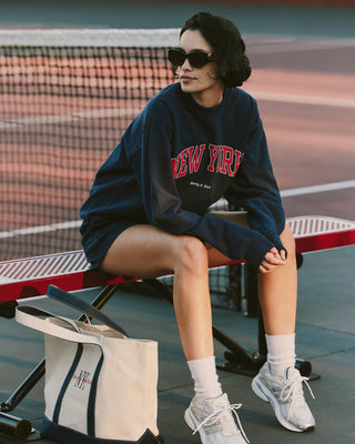 New York Ivy Crewneck - Navy/Ruby