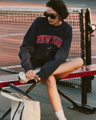 New York Ivy Crewneck - Navy/Ruby