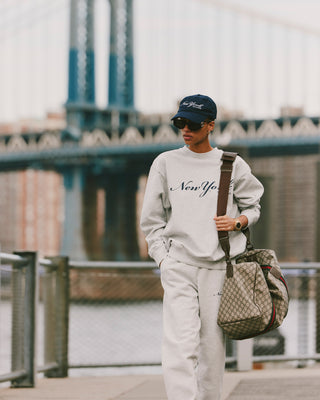 Crewneck New York - Gris chiné/Marine