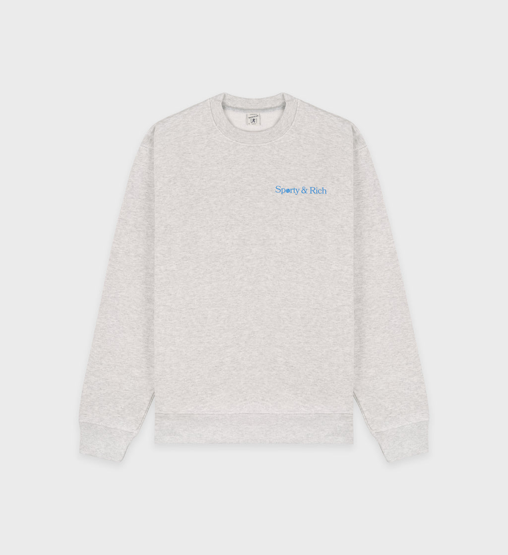 LA Racquet Club Crewneck - Heather Gray/Steel Blue – Sporty & Rich