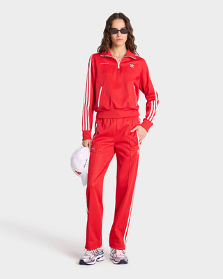 Adidas Track Quarter Zip - Sports Red/White
