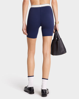 Serif Logo Biker Short - Navy