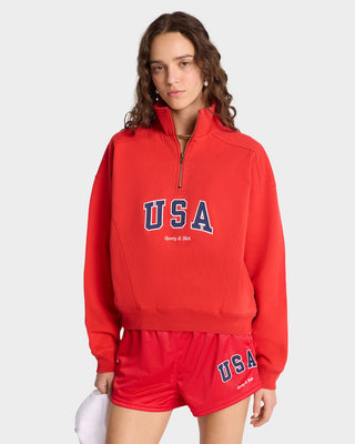 USA Quarter Zip - Sports Red/Navy/White