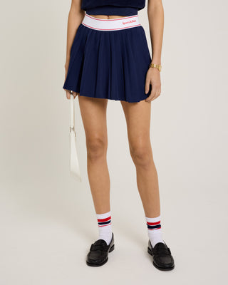 Serif Logo Pleated Skirt - Navy/White/Red