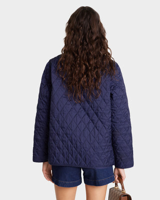 Vendome Nylon Quilted Jacket - Navy/Tan