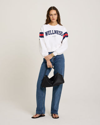 Wellness Ivy Rugby Crewneck - White/Navy/Red