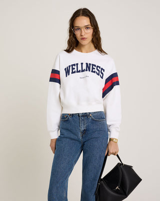 Wellness Ivy Rugby Crewneck - White/Navy/Red