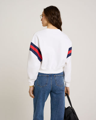 Wellness Ivy Rugby Crewneck - White/Navy/Red