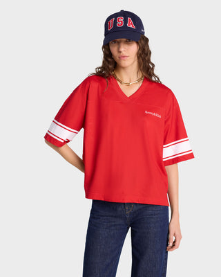 Serif Logo Mesh Jersey - Sports Red/White