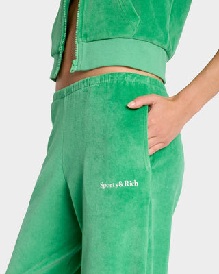 Health Ivy Velour Sweatpant - Verde/White