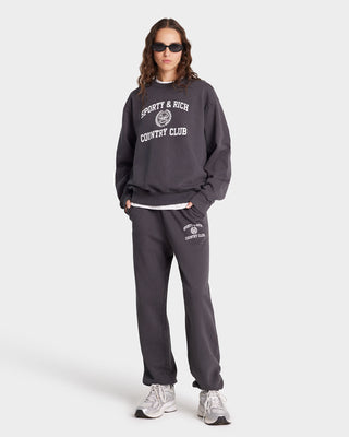 Varsity Crest Sweatpant - Faded Black/White