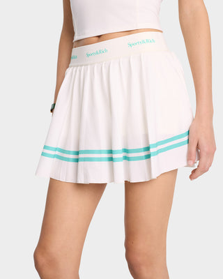 Serif Logo Pleated Skirt - Coconut/Caribbean