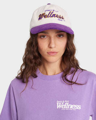 Casquette en velours côtelé Wellness Club - Blanc/Violet