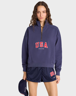 USA Quarter Zip - Navy/Sports Red/White