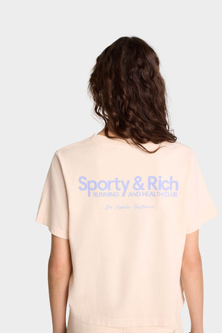 Club Logo Cropped Tee - Cream/Sky Blue