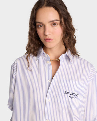 S.R. Sport Oversized Shirt - White/Navy Striped