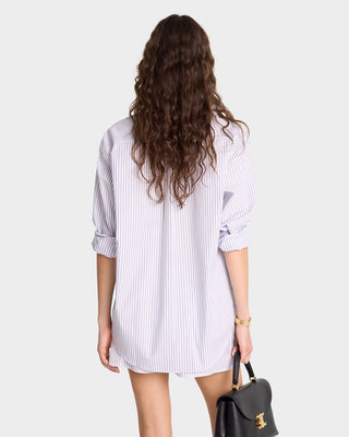 S.R. Sport Oversized Shirt - White/Navy Striped