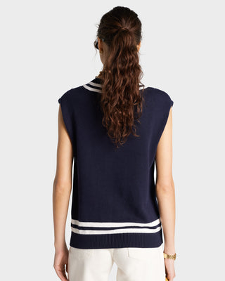 SRC Cableknit Vest - Navy/White