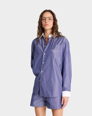 Chemise oversize S.R. Sport - Marine/Blanc