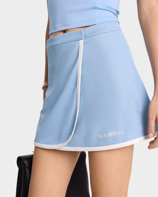 Serif Logo Wrap Skirt - Sky Blue/White