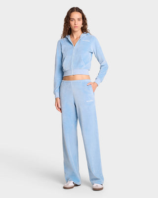 Health Ivy Velour Sweatpant - Sky Blue/White