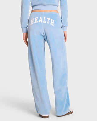 Health Ivy Velour Sweatpant - Sky Blue/White