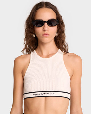 Serif Logo Cableknit Tank - Off White