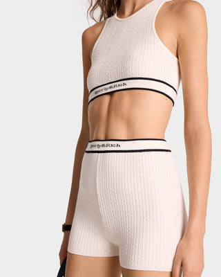 Serif Logo Cableknit Biker Short - Off White