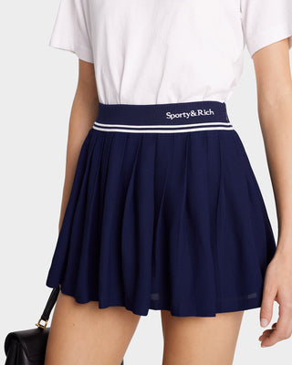 Abigail Pleated Skirt - Navy/Off White