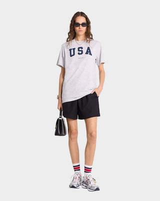 USA T-Shirt - Heather Gray/Navy/ White