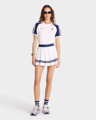 Serif Logo Pleated Skirt - White/Navy