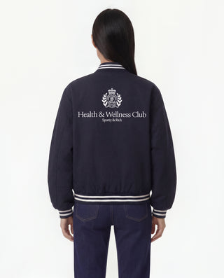 H&W Crest Oversized Varsity Jacket - Dark Navy