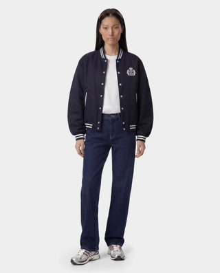 H&W Crest Oversized Varsity Jacket - Dark Navy