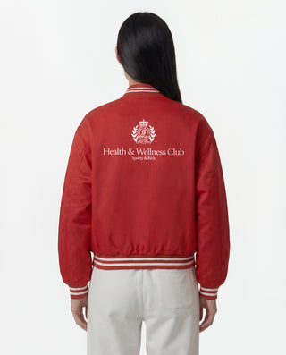 H&W Crest Oversized Varsity Jacket - Ruby