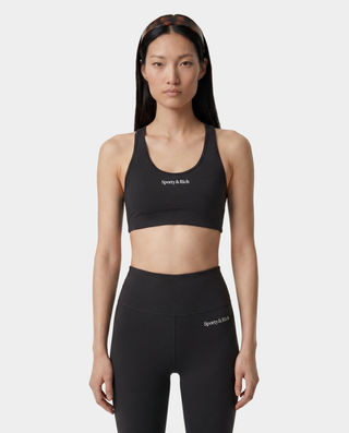 Serif Logo Sports Bra - Carbon