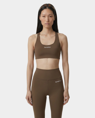 Serif Logo Sports Bra - Sand
