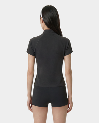 Serif Logo SS Sports Quarter Zip - Carbon