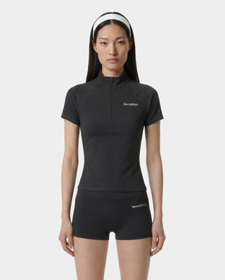 Serif Logo SS Sports Quarter Zip - Carbon