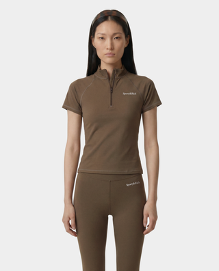 Serif Logo SS Sports Quarter Zip - Sand