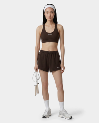 Serif Logo Retro Track Short - Cioco/White
