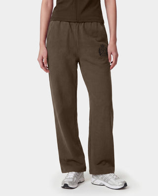 Brown pants with a logo on a white background