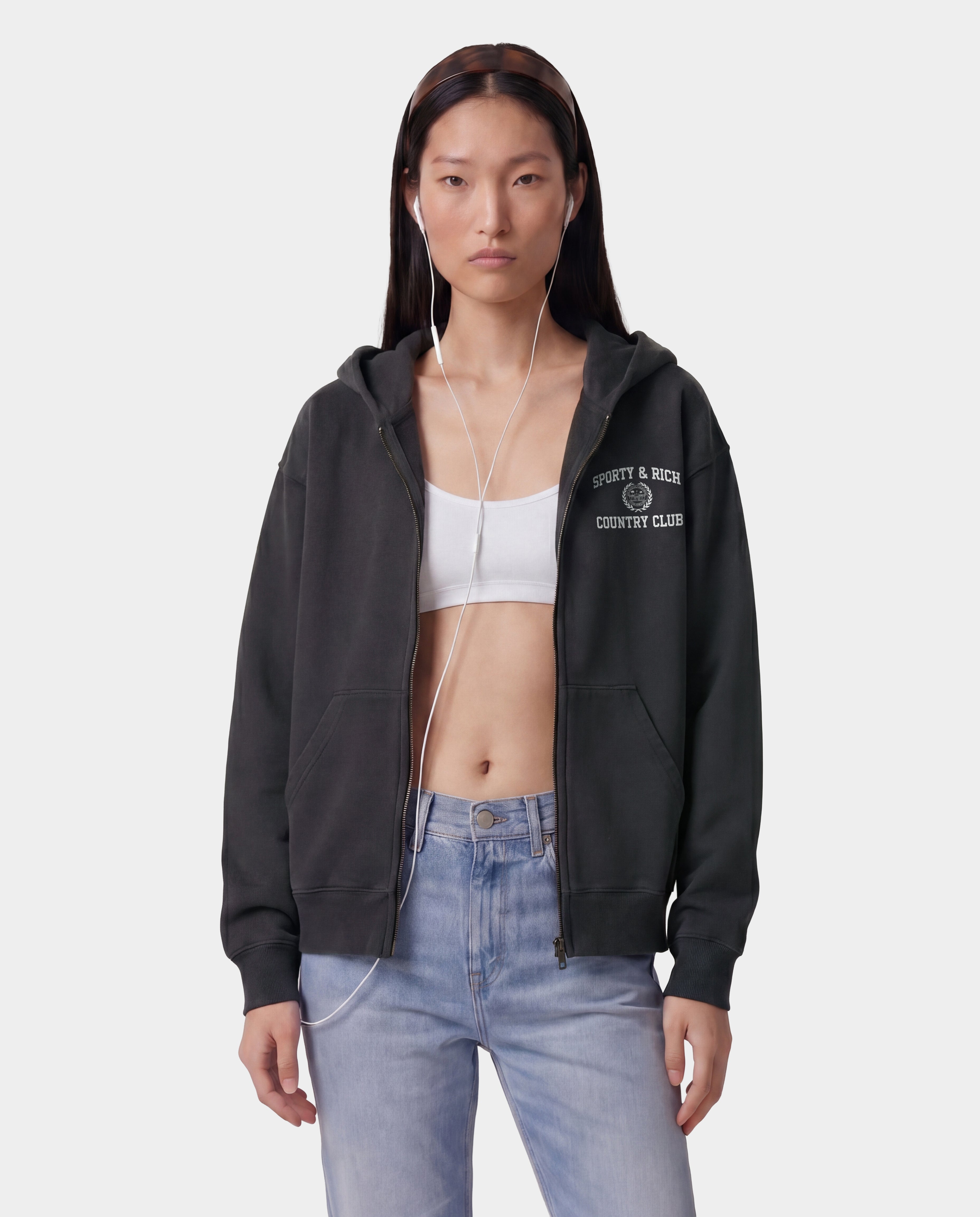 Varsity Crest Zip Hoodie - Carbon – Sporty & Rich